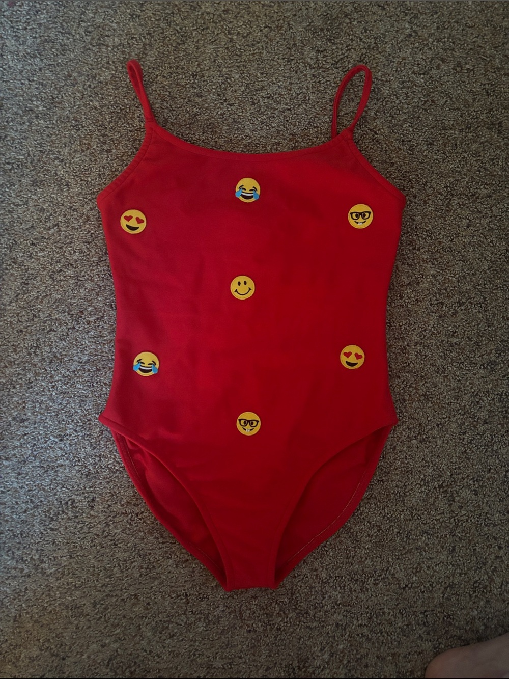 Les Tout Petits Red Emoji One-Piece Girls 12 Swimsuit. Never worn